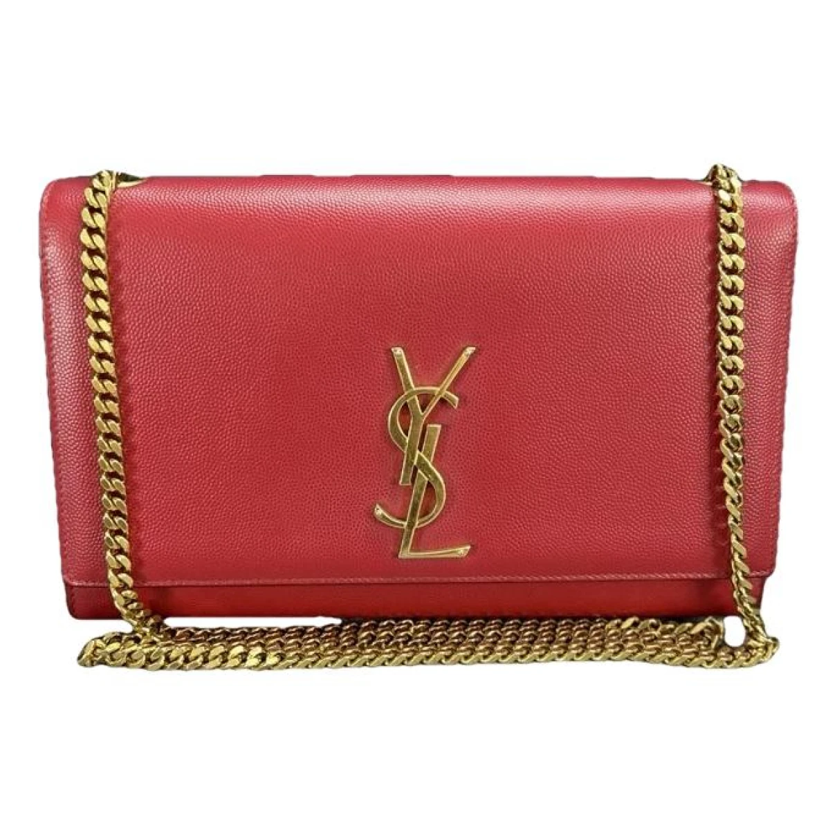 Pre-owned Saint Laurent Kate Monogramme Leather Crossbody Bag In Red
