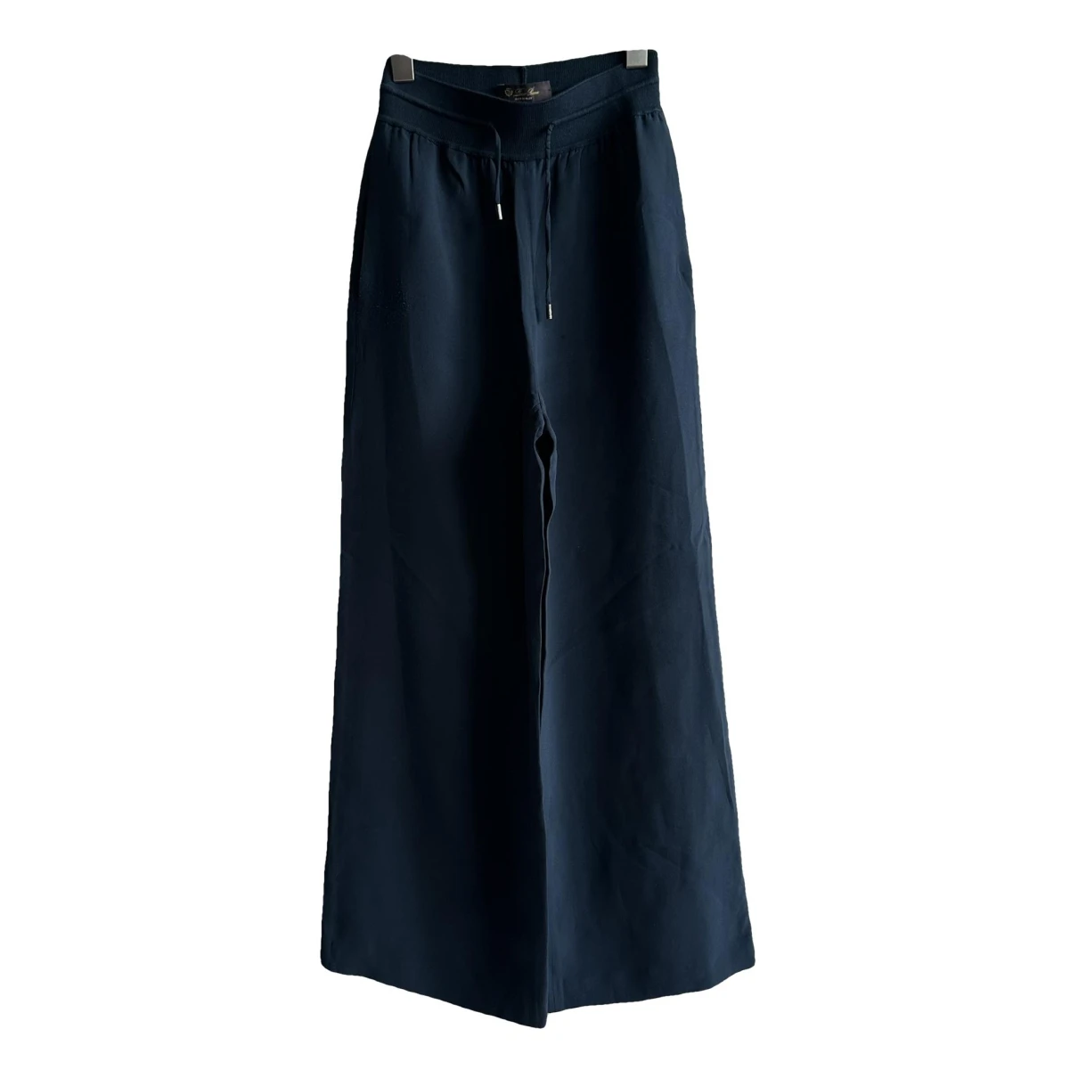 Pre-owned Loro Piana Silk Trousers In Navy