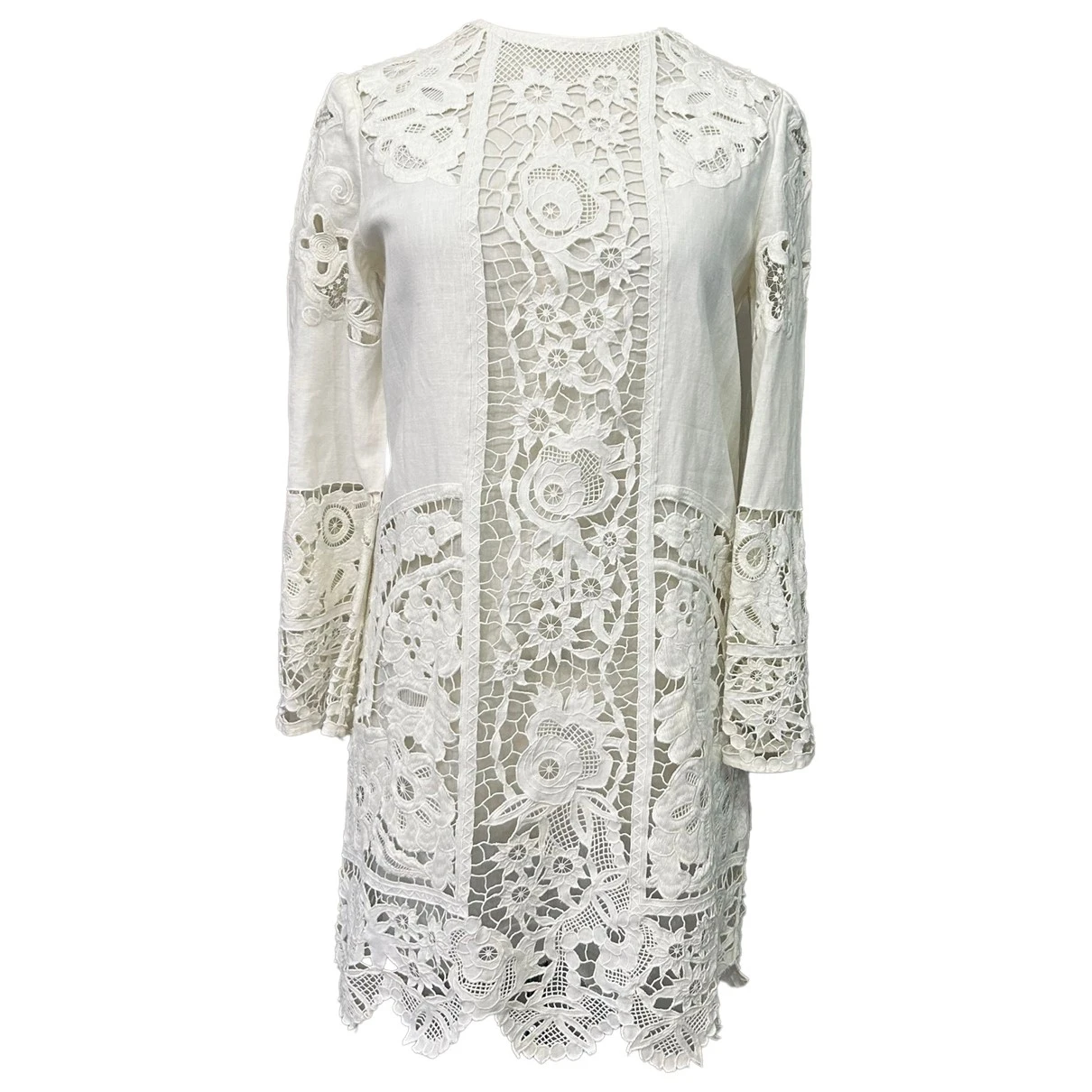 Pre-owned Valentino Linen Mini Dress In White