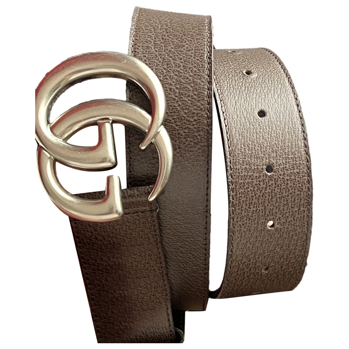 Pre-owned Gucci Gg Buckle Leather Belt In Brown