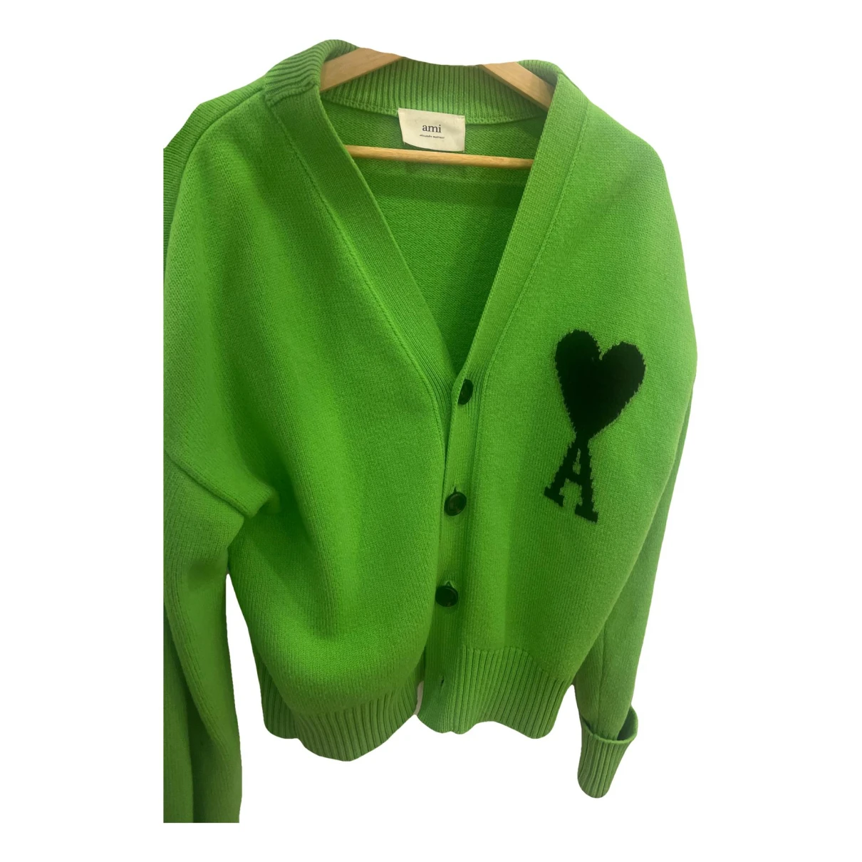 Pre-owned Ami Alexandre Mattiussi Wool Cardigan In Green