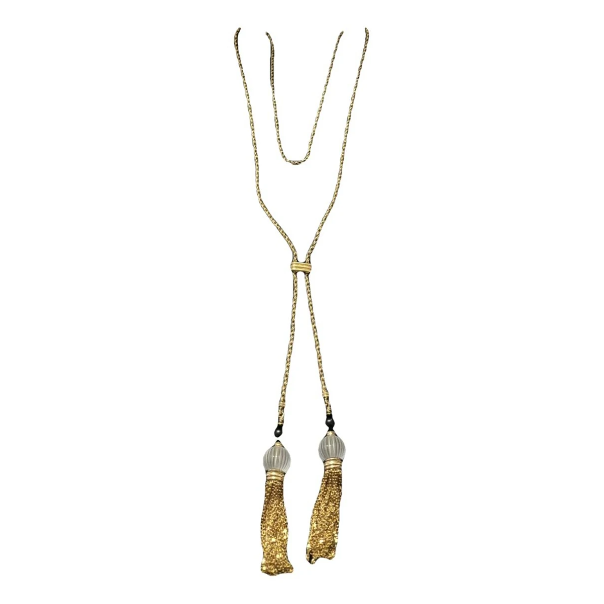 Pre-owned Lalique Silver Gilt Long Necklace In Gold