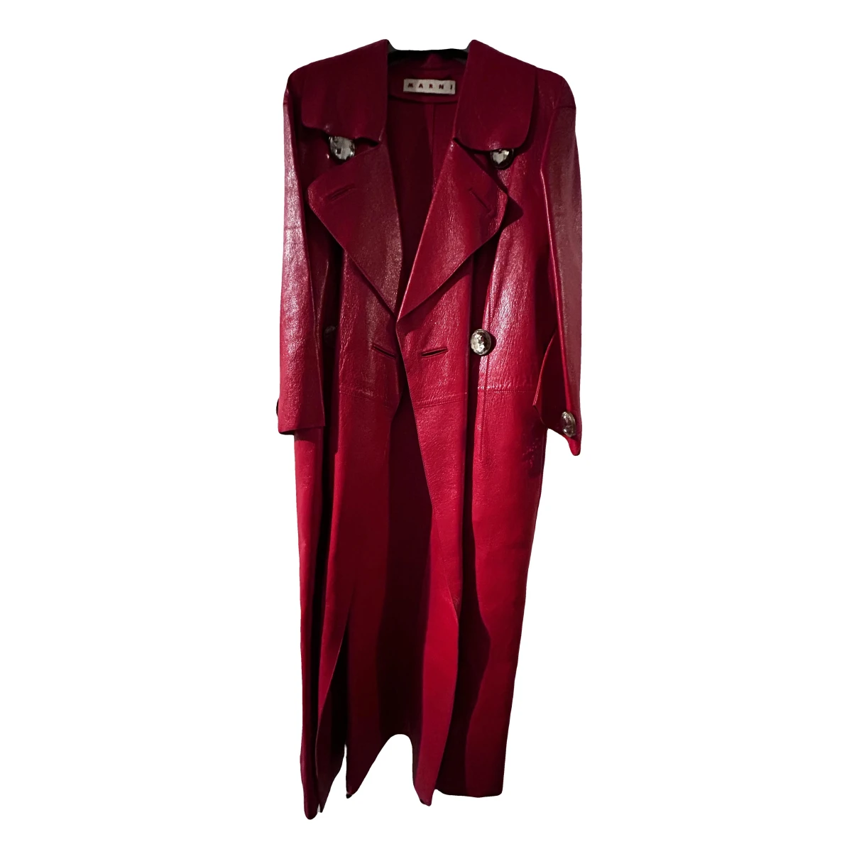 Pre-owned Marni Leather Coat In Red
