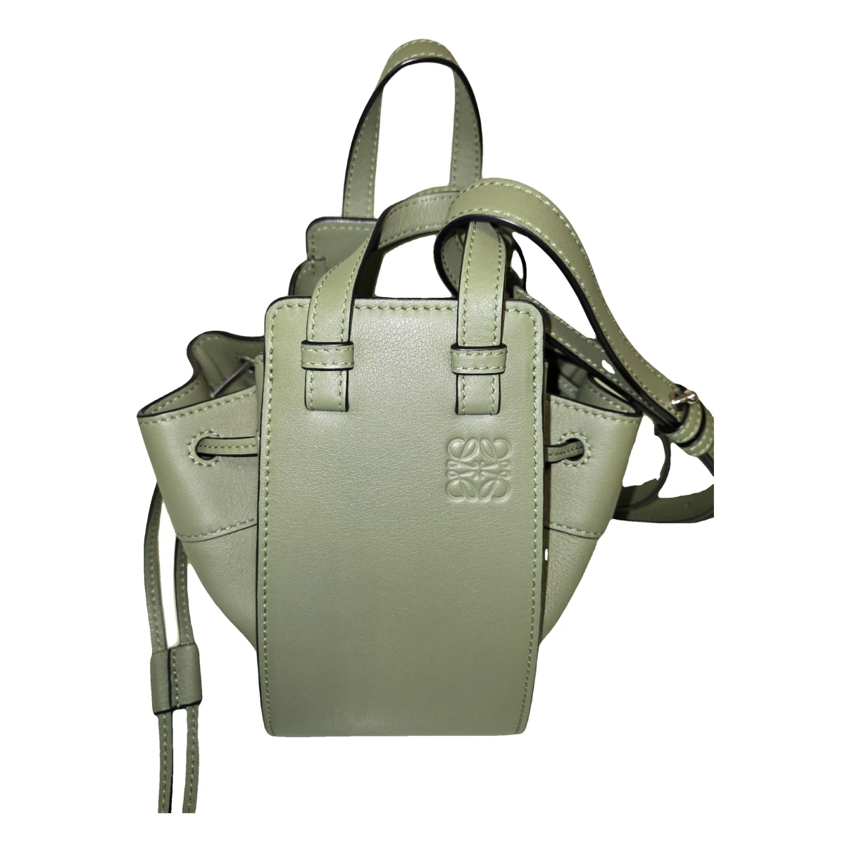Pre-owned Loewe Hammock Leather Handbag In Green