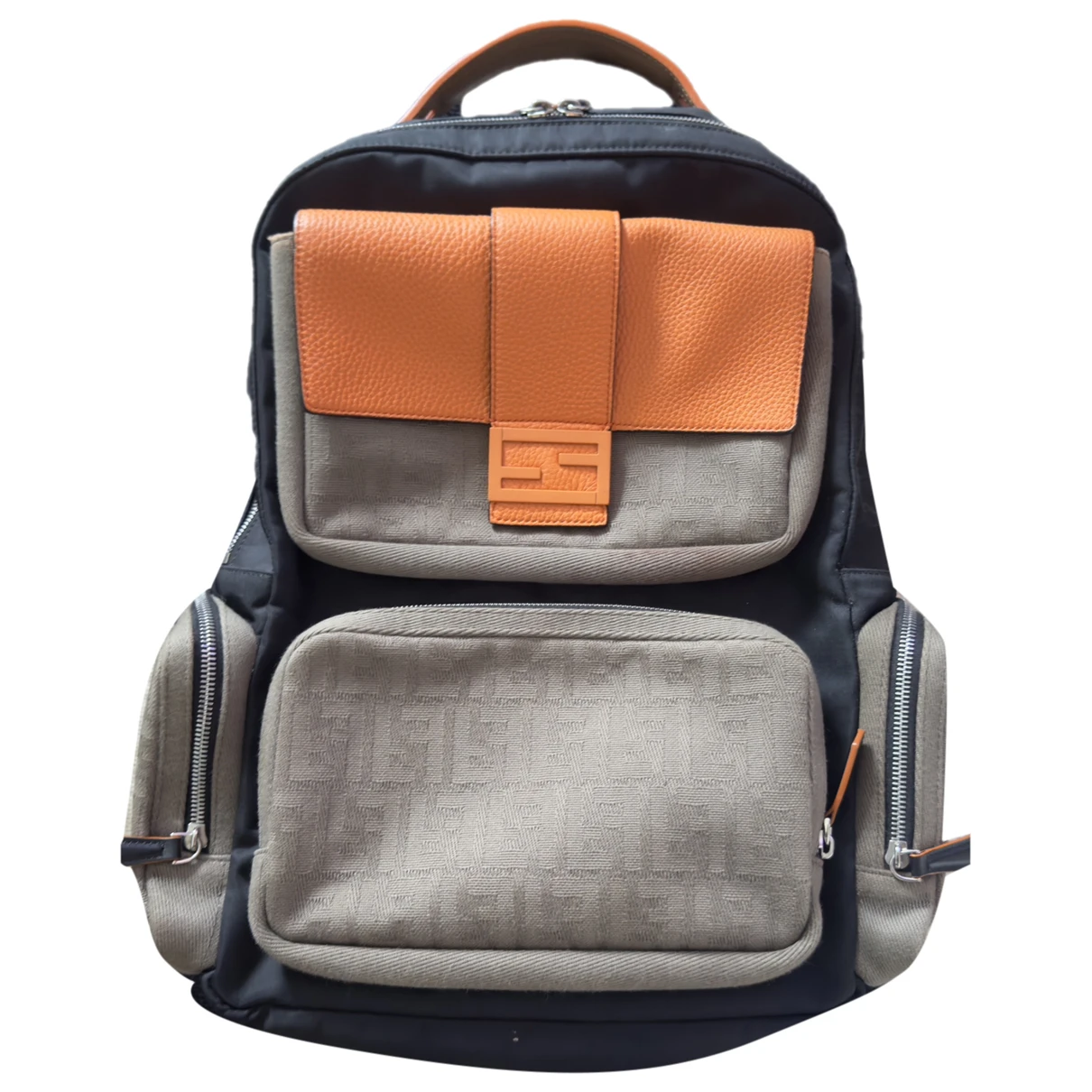 Pre-owned Fendi Baguette Leather Backpack In Orange