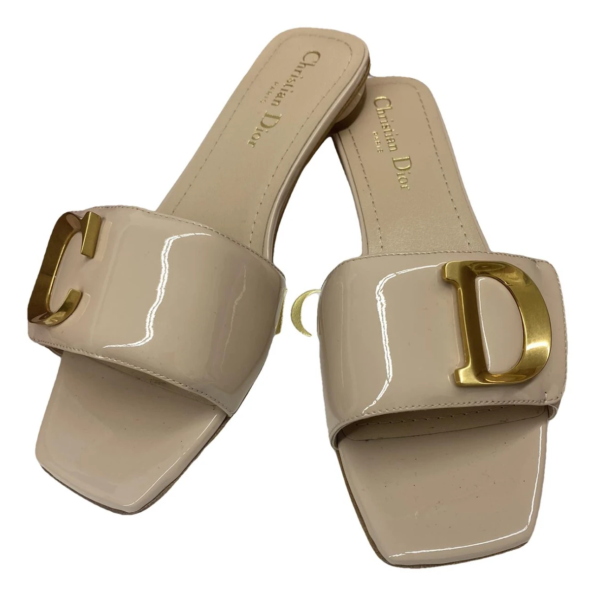 Pre-owned Dior Leather Mules In Beige