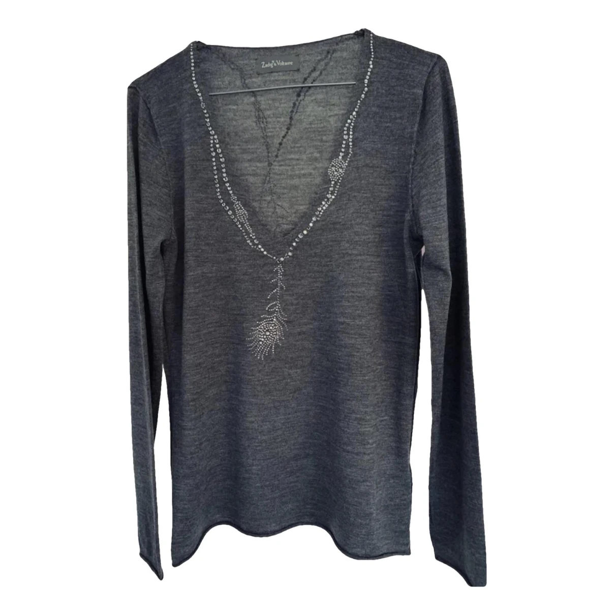 Pre-owned Zadig & Voltaire Wool Cardigan In Grey