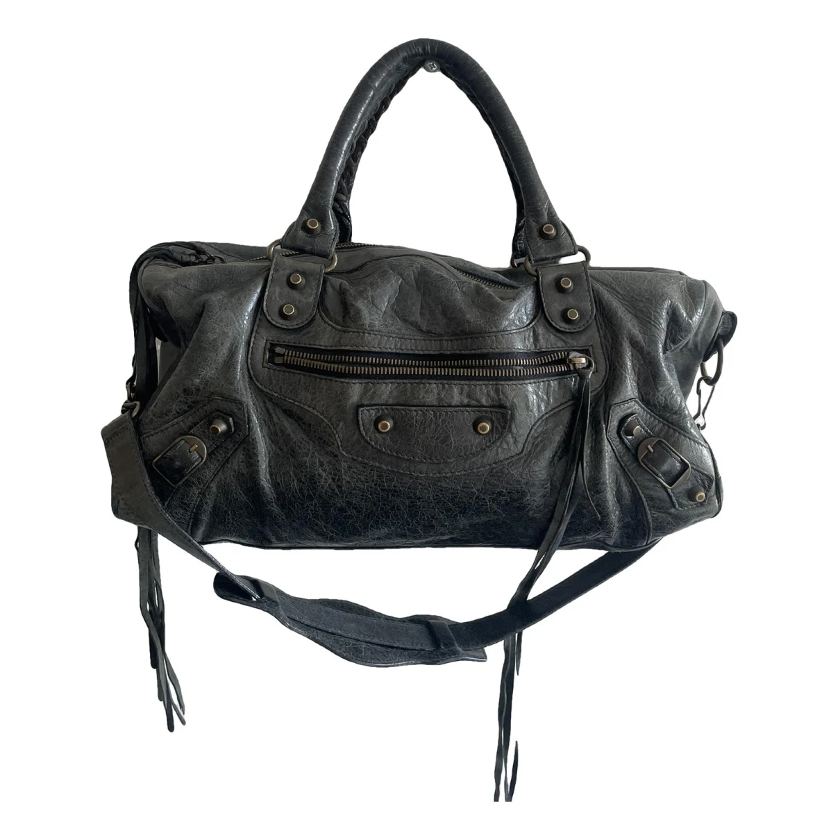 Pre-owned Balenciaga Twiggy Leather Handbag In Black