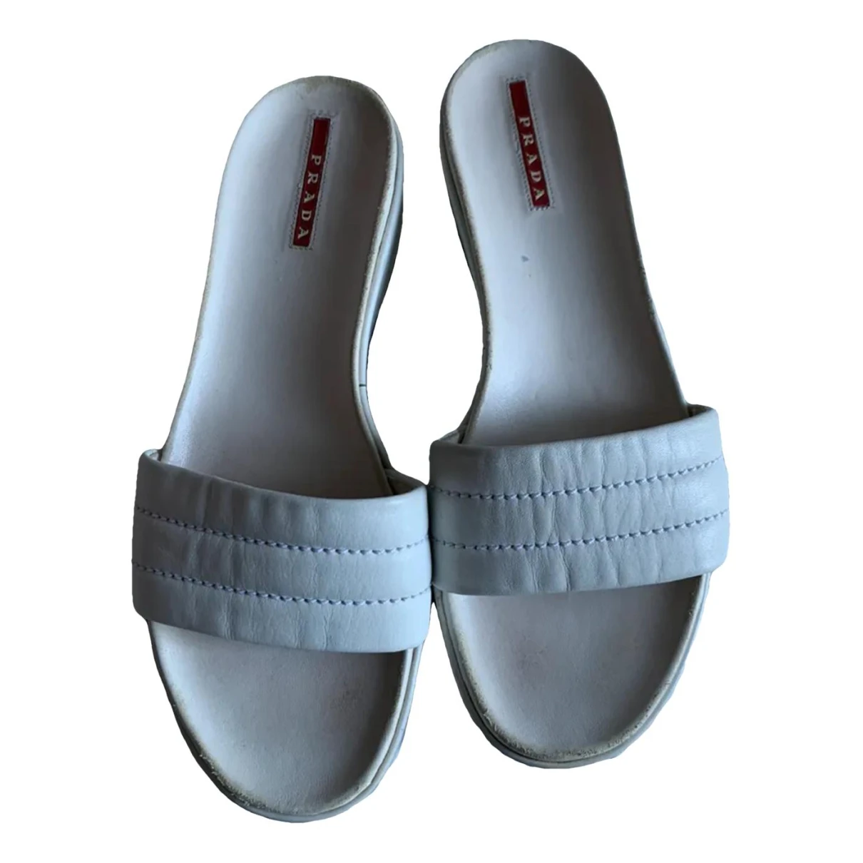 Pre-owned Prada Leather Mules In White