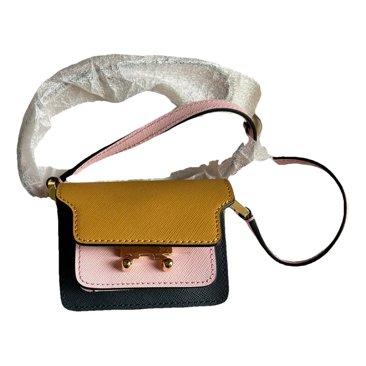 Pre-owned Marni Trunk Leather Crossbody Bag In Multicolour
