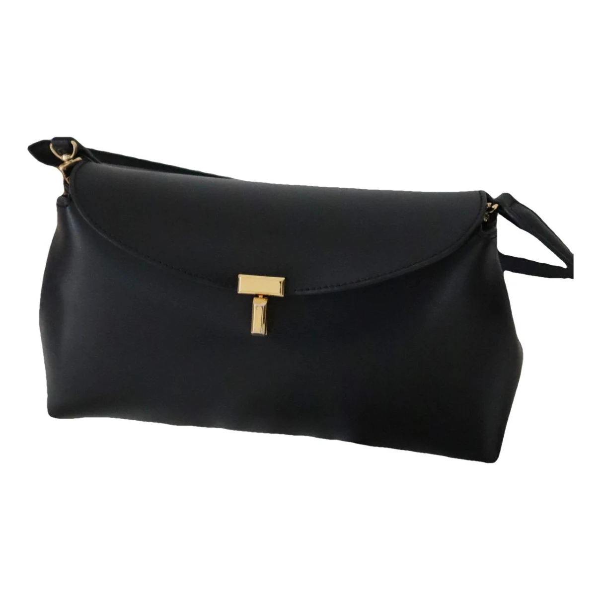 Pre-owned Totême T-lock Leather Crossbody Bag In Black