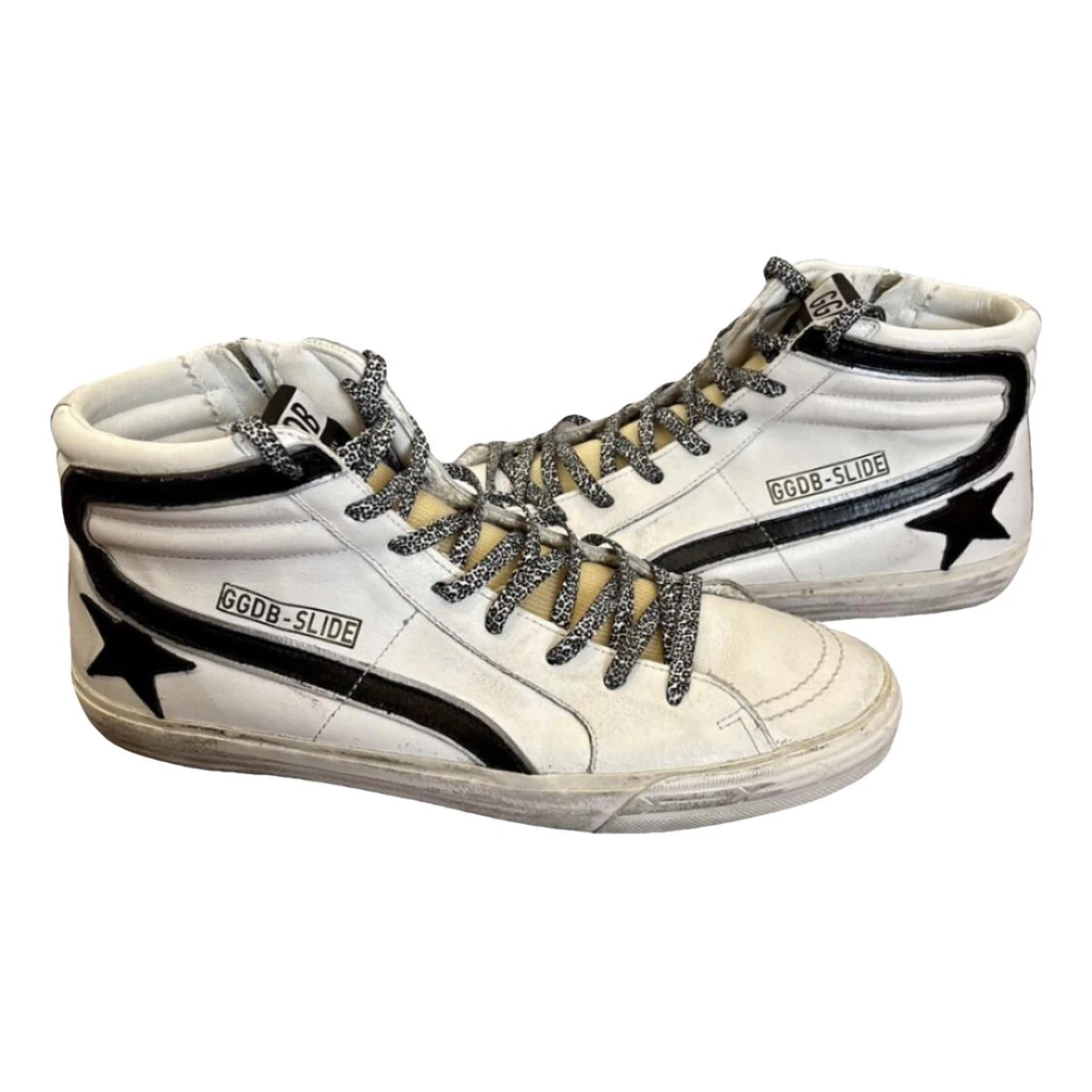 Pre-owned Golden Goose Slide Leather High Trainers In White