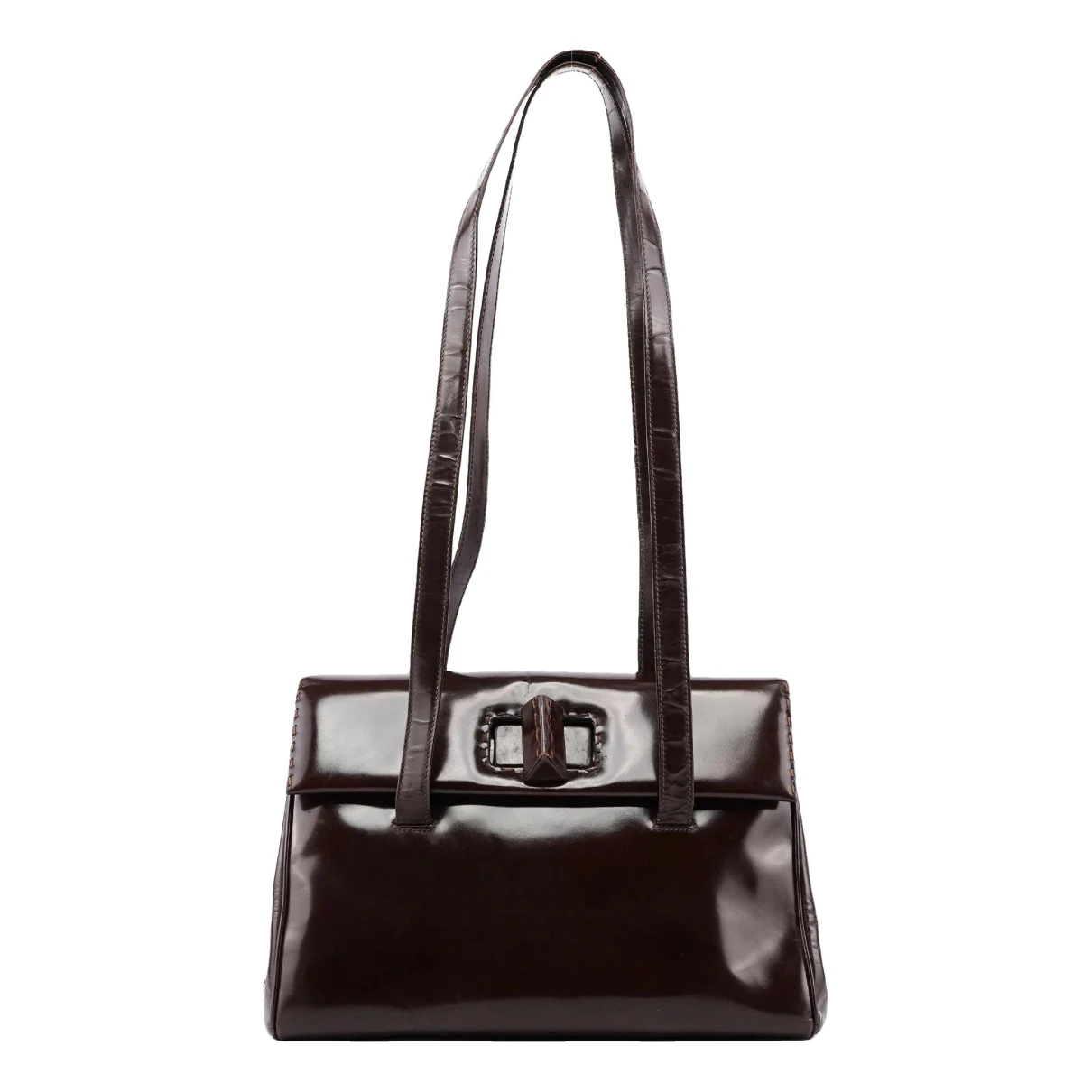 Pre-owned Prada Re-edition 1995 Patent Leather Tote In Brown