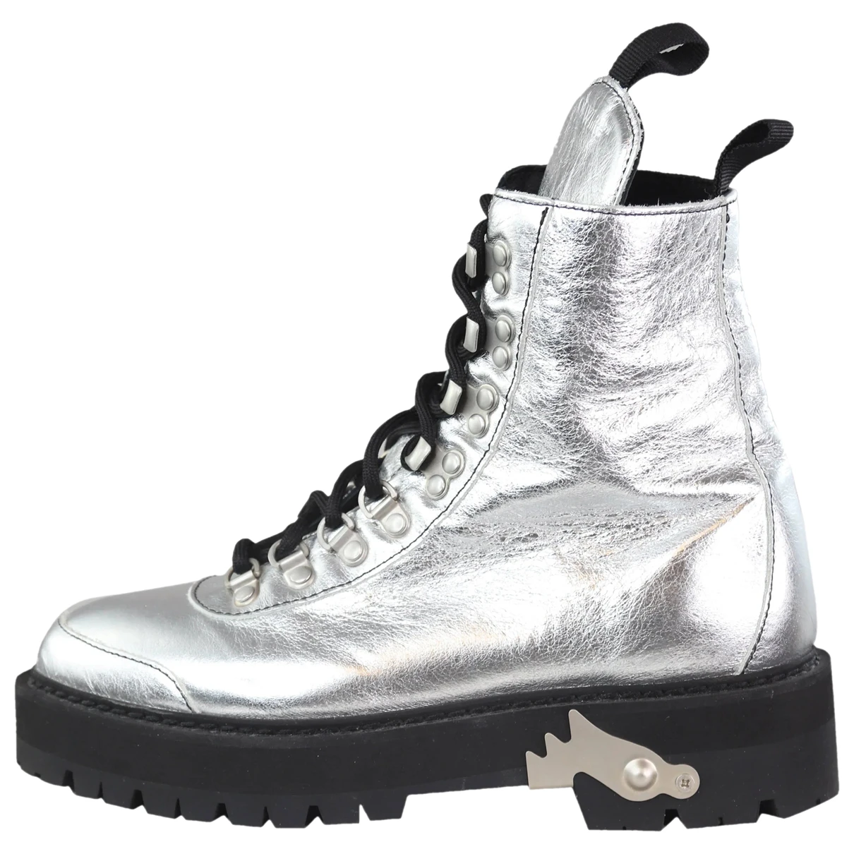 Pre-owned Off-white Leather Boots In Silver