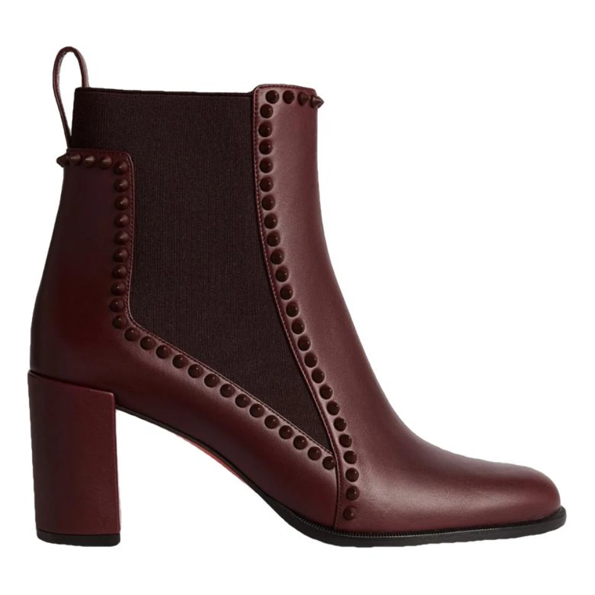 Pre-owned Christian Louboutin Leather Boots In Burgundy