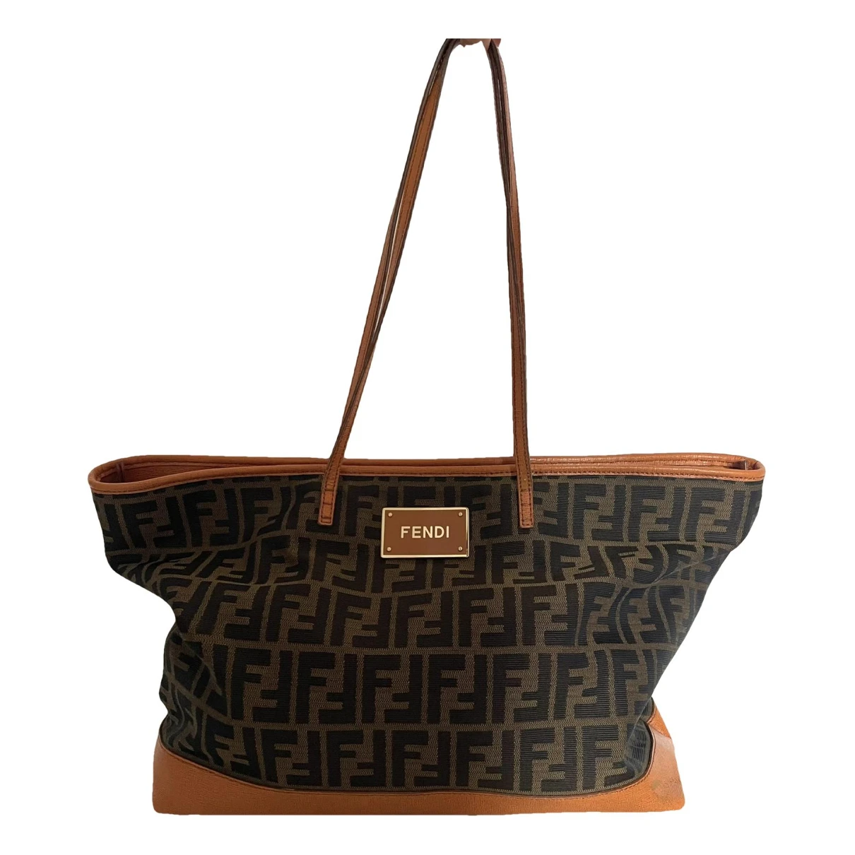 Pre-owned Fendi Roll Bag Cloth Tote In Brown