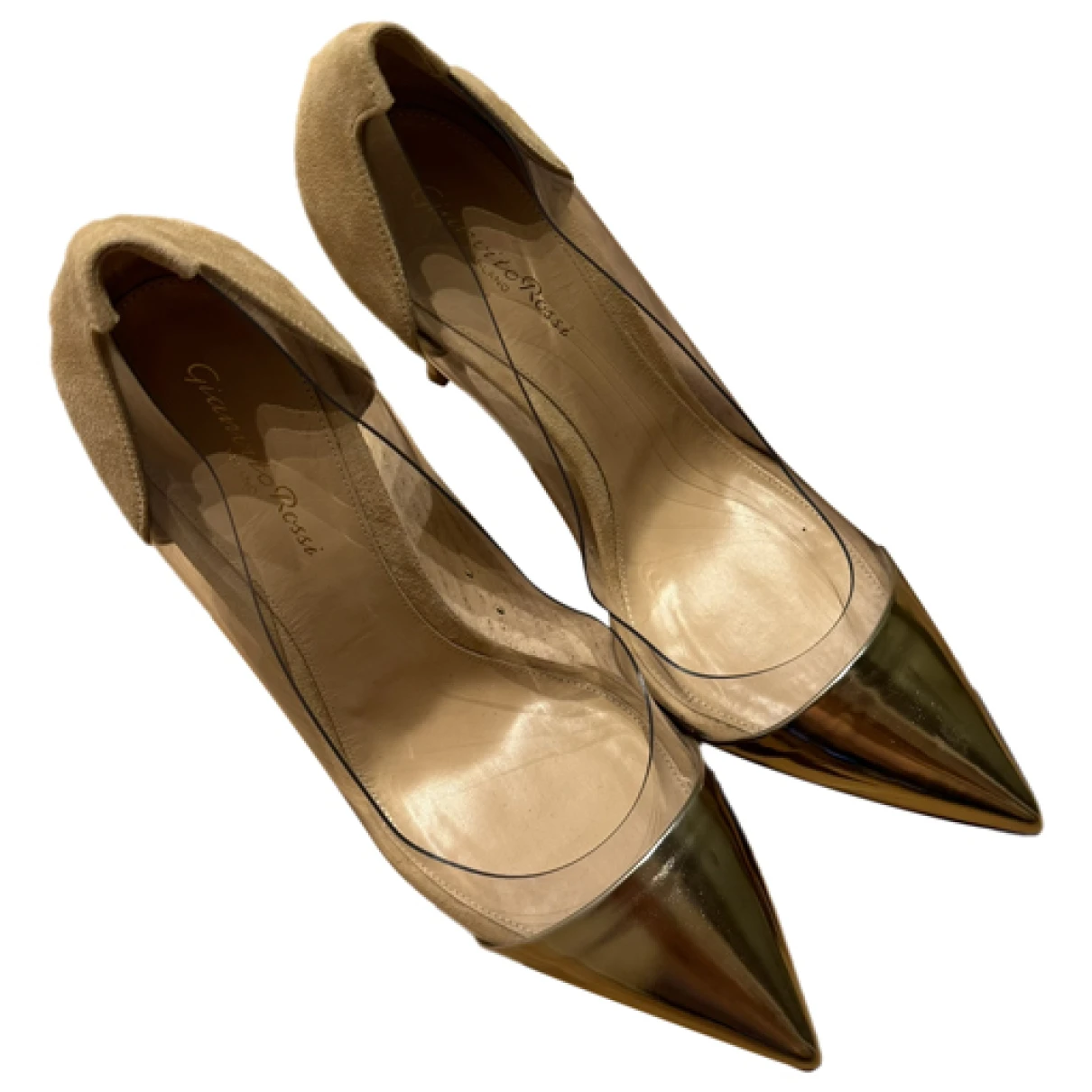 Pre-owned Gianvito Rossi Plexi Leather Heels In Gold