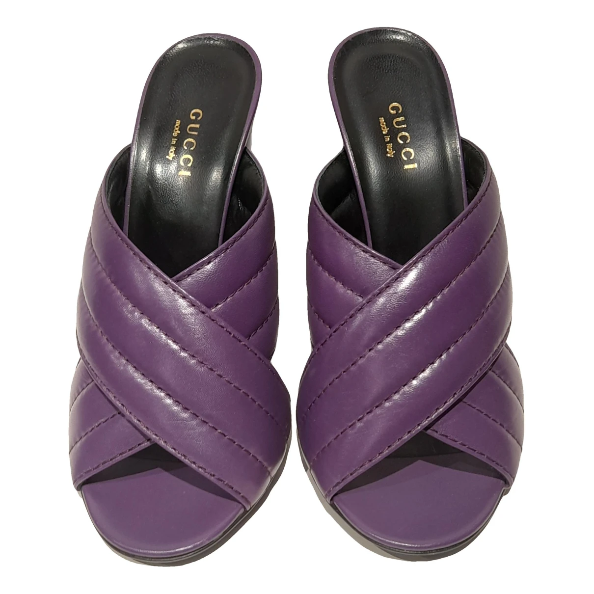 Pre-owned Gucci Leather Sandals In Purple
