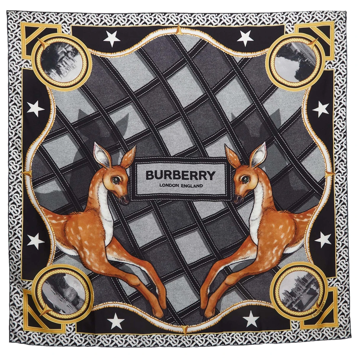 Pre-owned Burberry Silk Scarf In Black