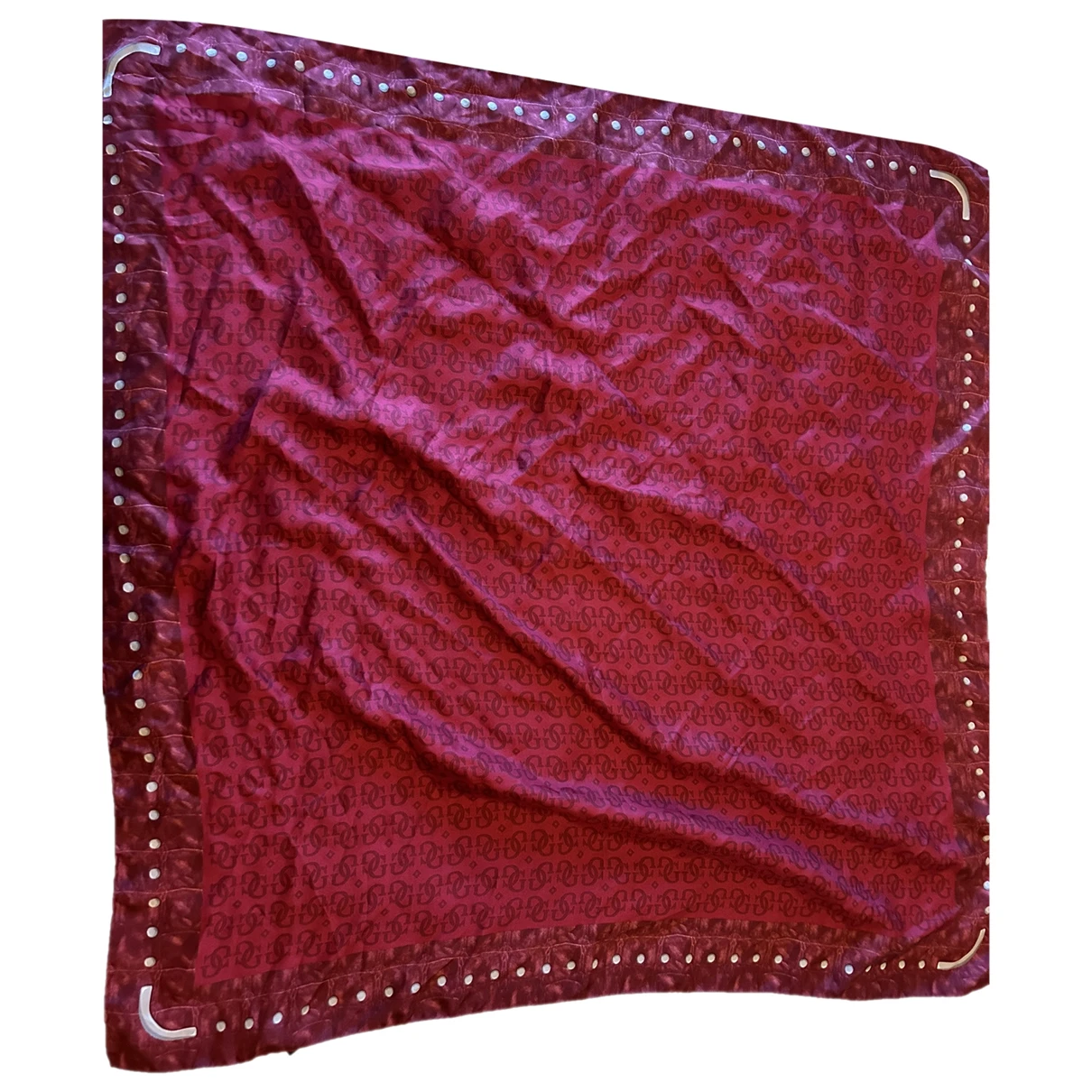 Pre-owned Guess Silk Neckerchief In Burgundy