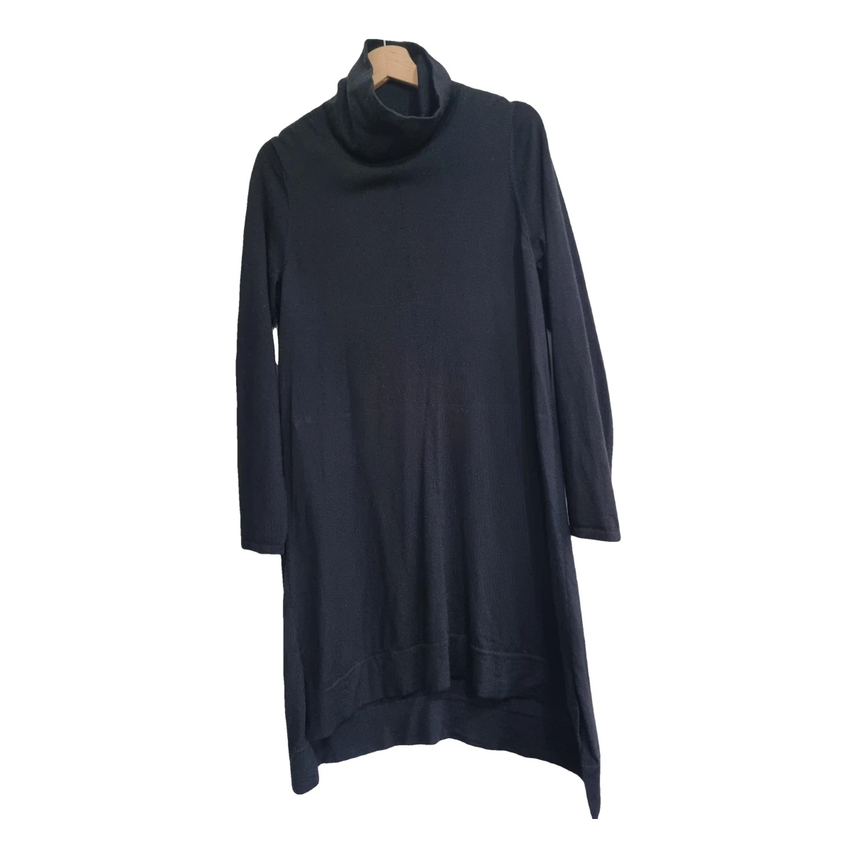 Pre-owned Eileen Fisher Wool Mini Dress In Black