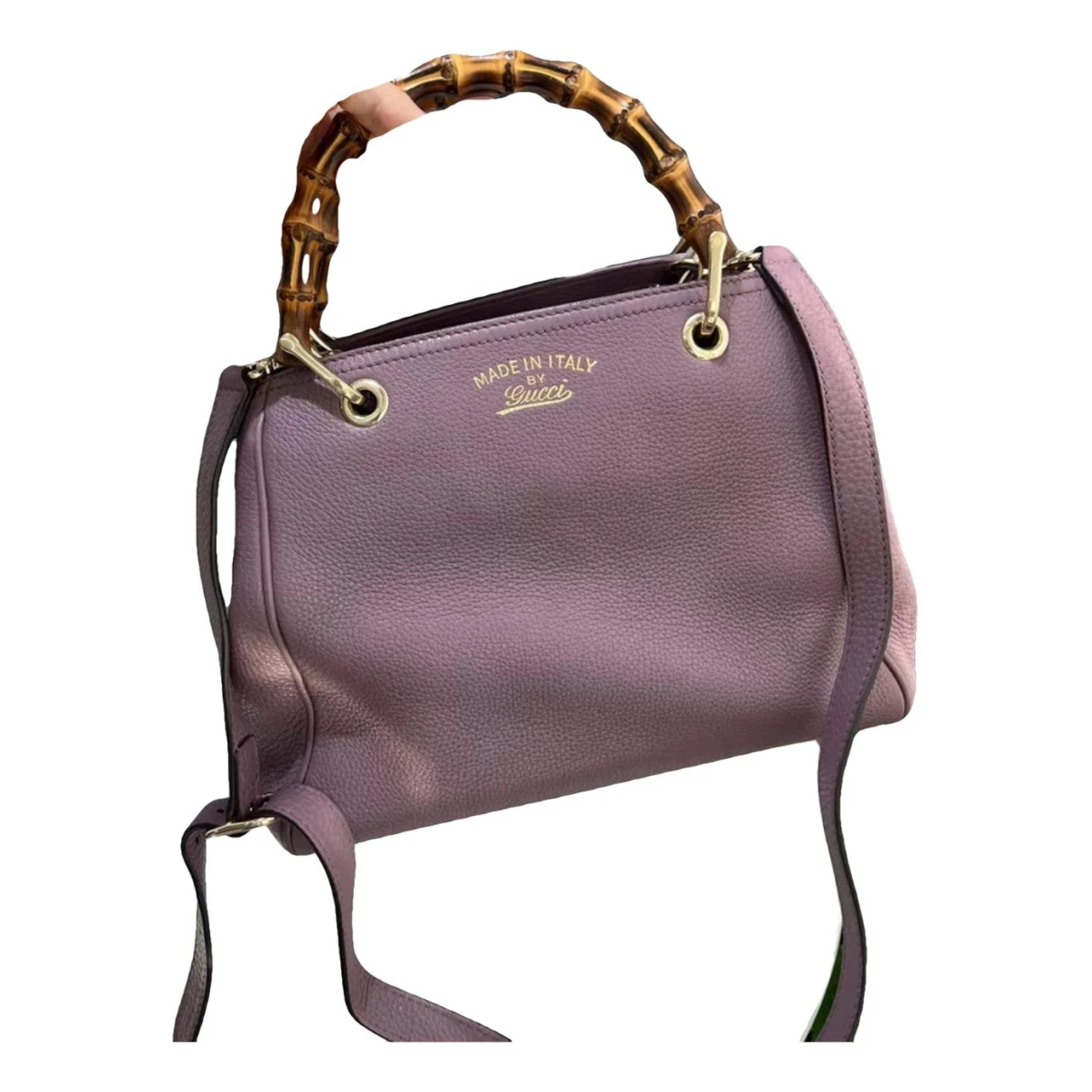 Pre-owned Gucci Bamboo Shopper Leather Tote In Purple