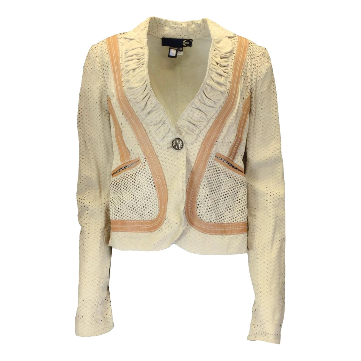 Pre-owned Just Cavalli Leather Jacket In Beige