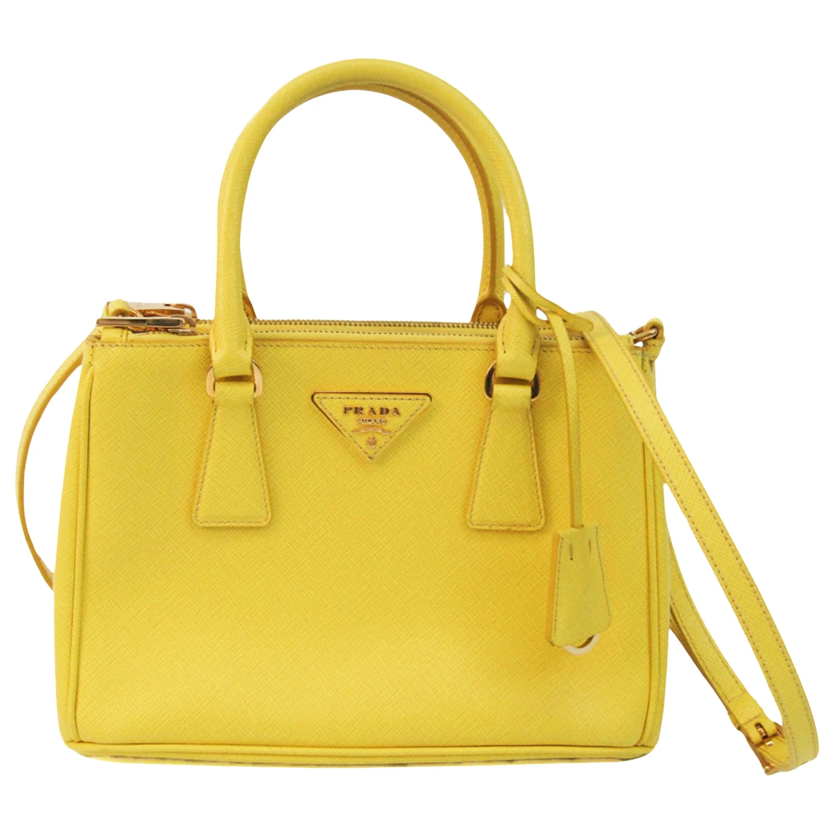 Pre-owned Prada Galleria Leather Handbag In Yellow