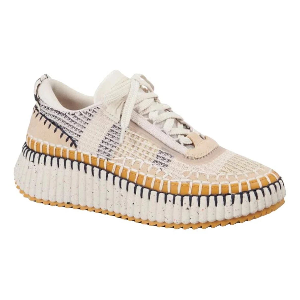 Pre-owned Chloé Cloth Trainers In Beige