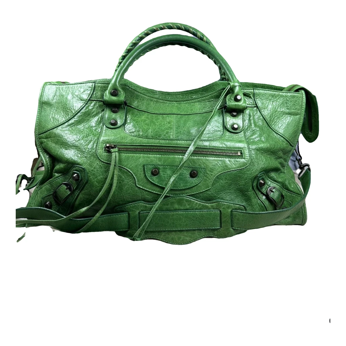 Pre-owned Balenciaga City Leather Handbag In Green