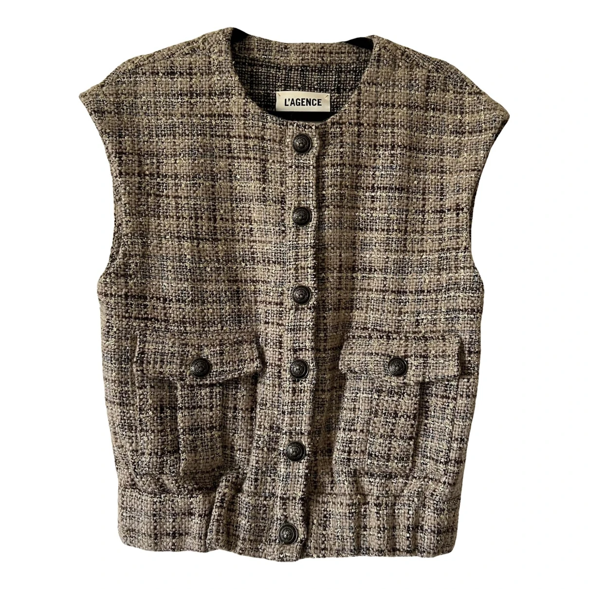 Pre-owned L Agence Wool Short Vest In Beige