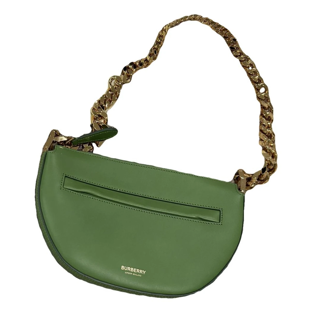 Pre-owned Burberry Olympia Chain Leather Handbag In Green