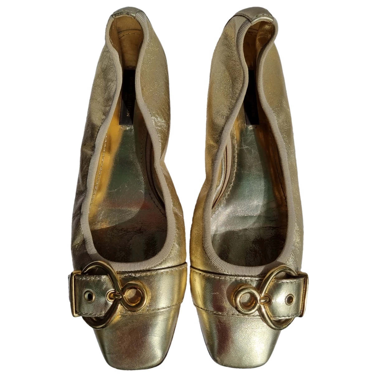 Pre-owned Louis Vuitton Patent Leather Ballet Flats In Gold