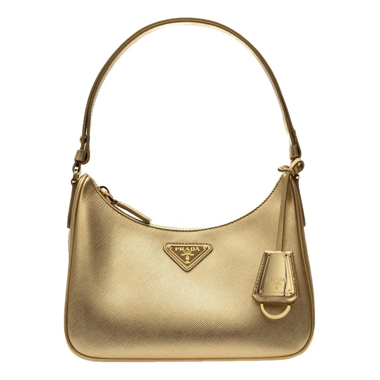 Pre-owned Prada Re-edition 2000 Leather Handbag In Gold
