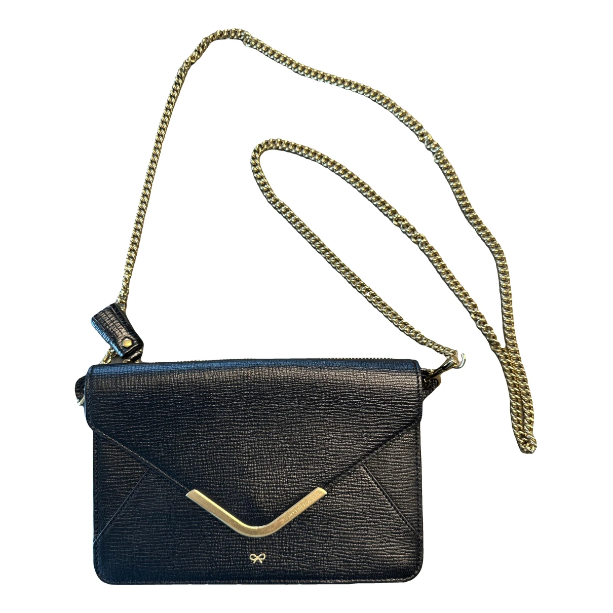 Pre-owned Anya Hindmarch Leather Crossbody Bag In Black