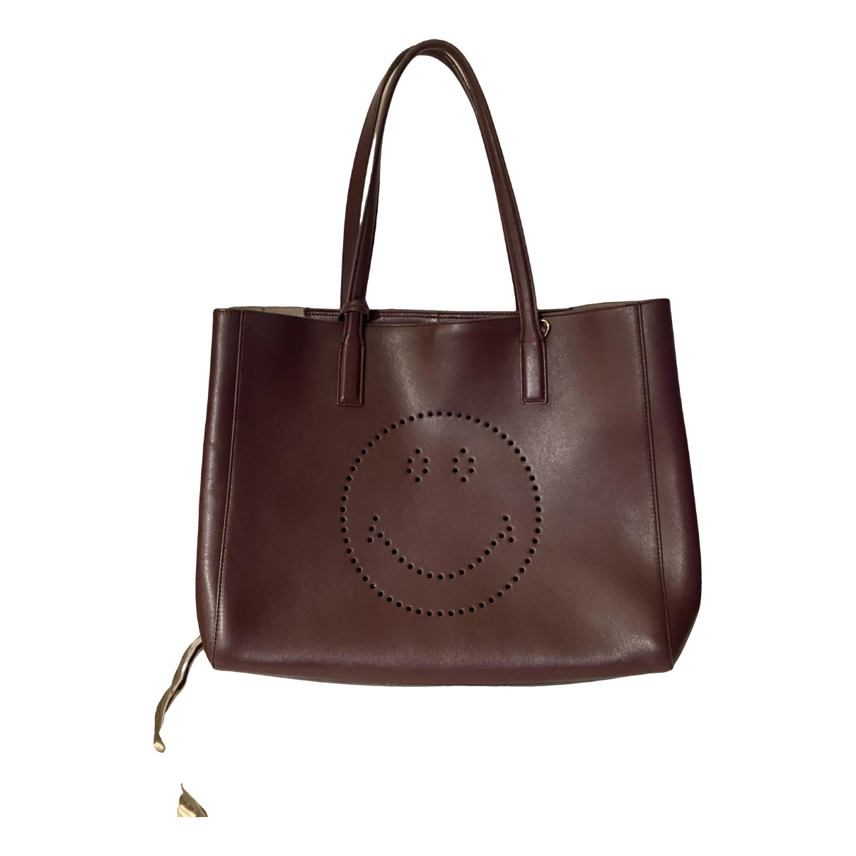 Pre-owned Anya Hindmarch Leather Tote In Burgundy
