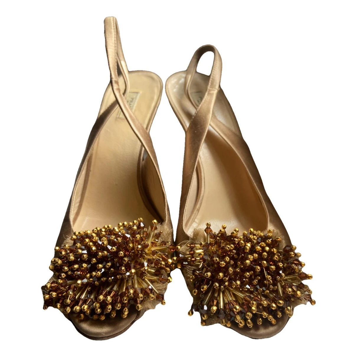 Pre-owned Prada Cloth Heels In Gold