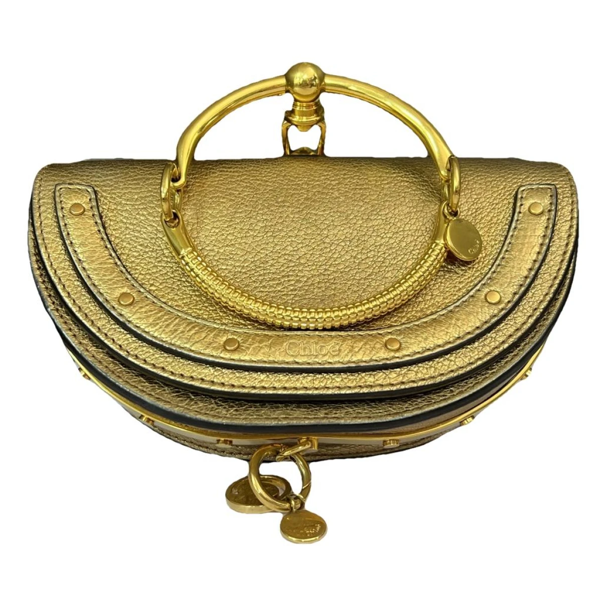 Pre-owned Chloé Bracelet Nile Leather Handbag In Gold