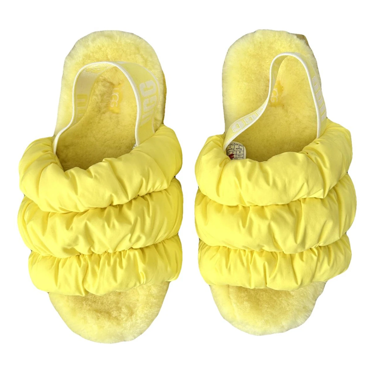 Pre-owned Ugg Faux Fur Mules & Clogs In Yellow