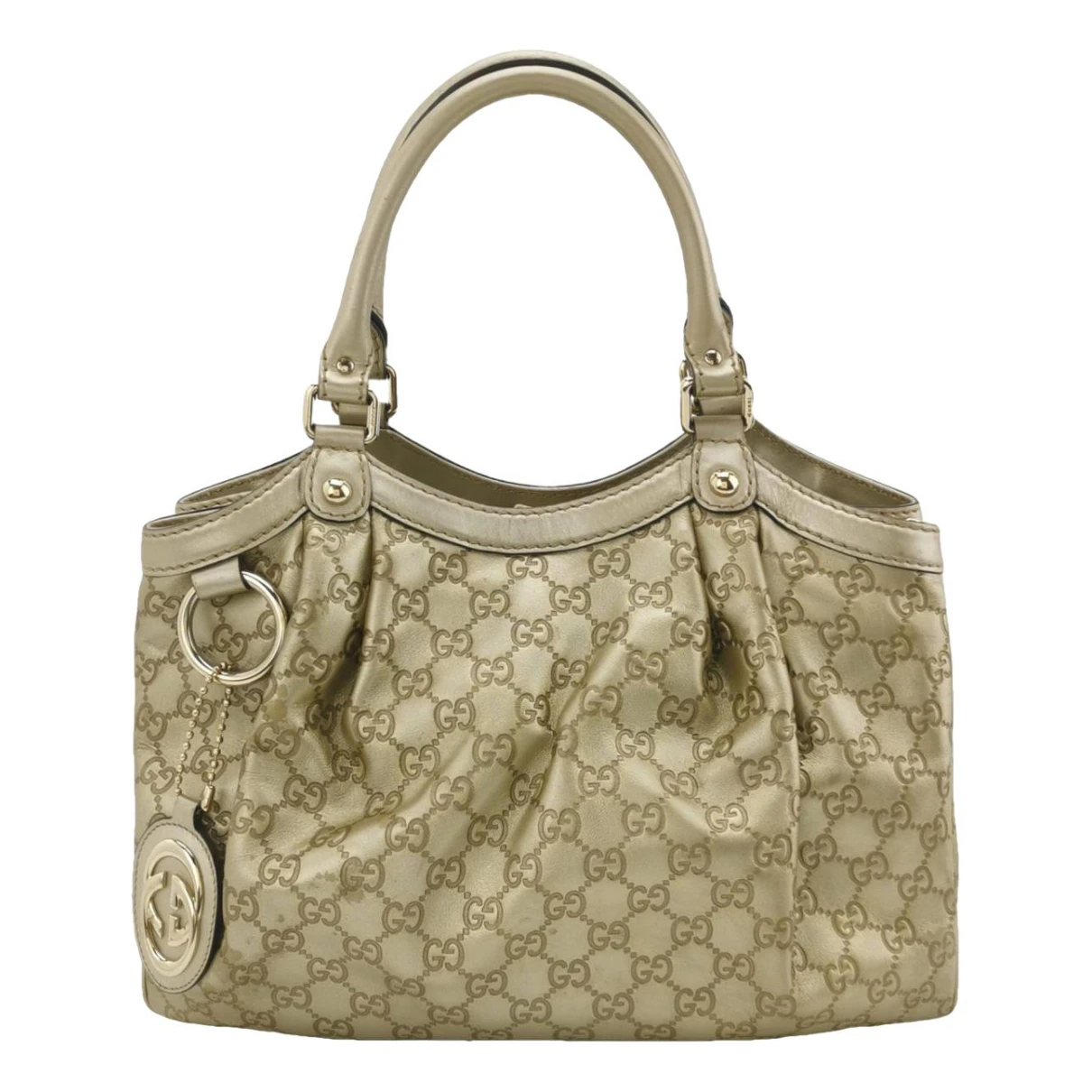 Pre-owned Gucci Sukey Leather Handbag In Gold