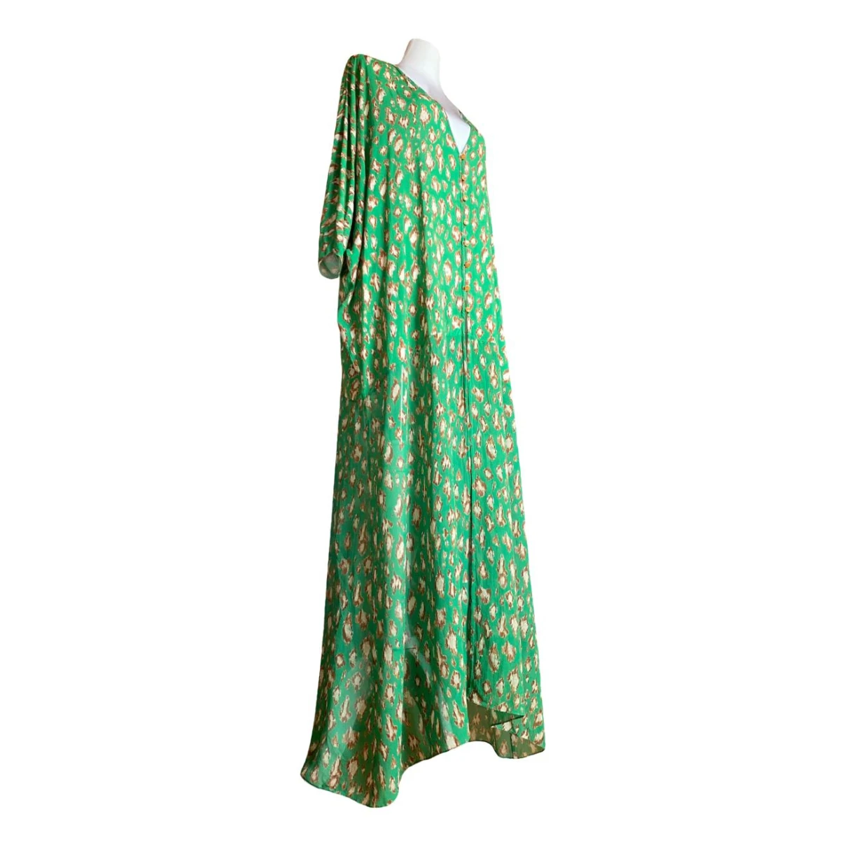 Pre-owned Adriana Degreas Silk Maxi Dress In Green