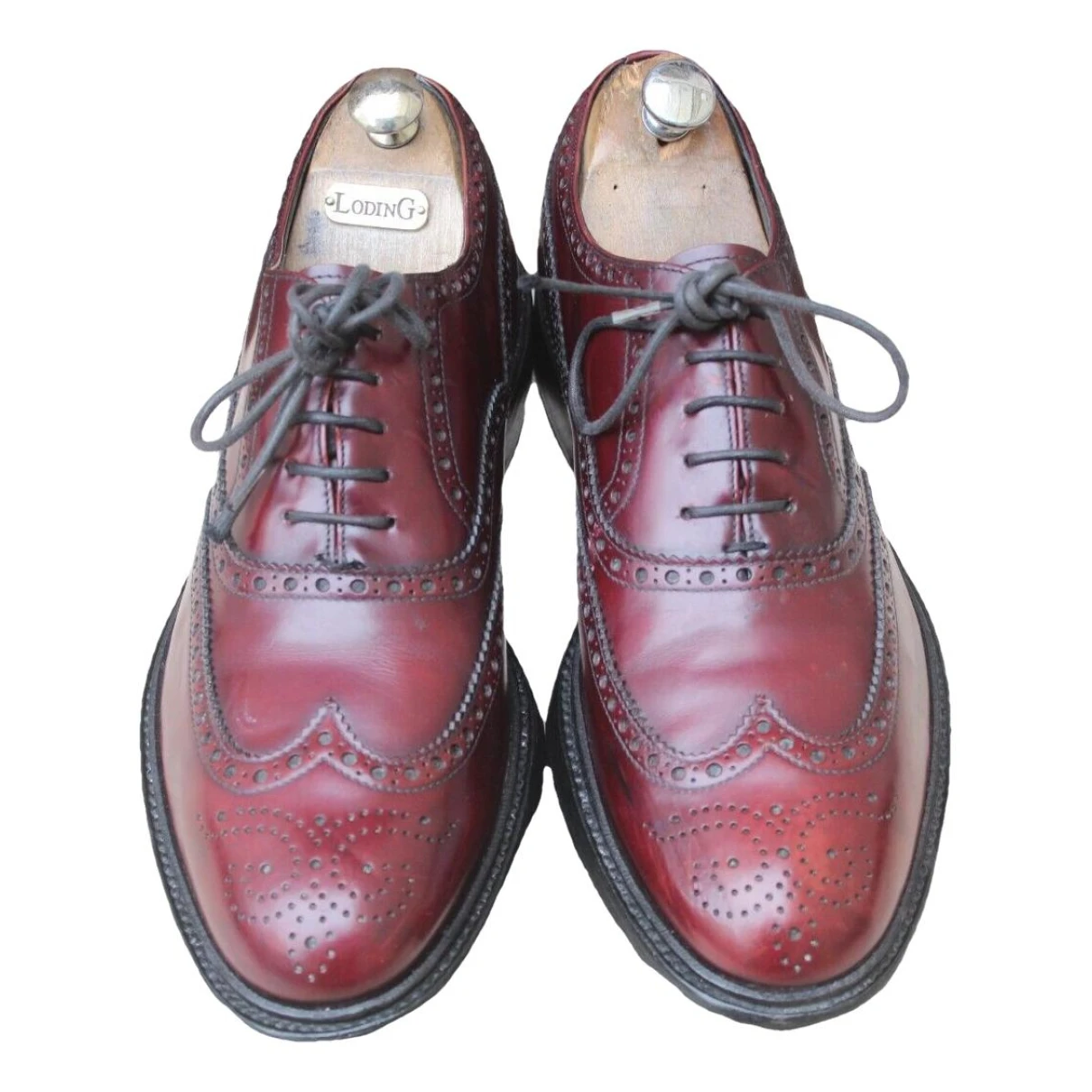 Pre-owned Prada Leather Lace Ups In Burgundy