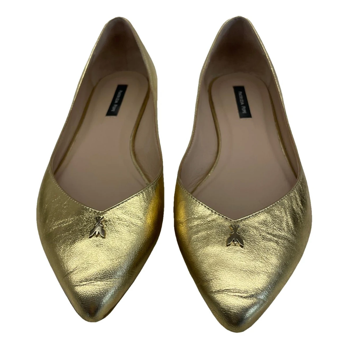 Pre-owned Patrizia Pepe Leather Ballet Flats In Gold
