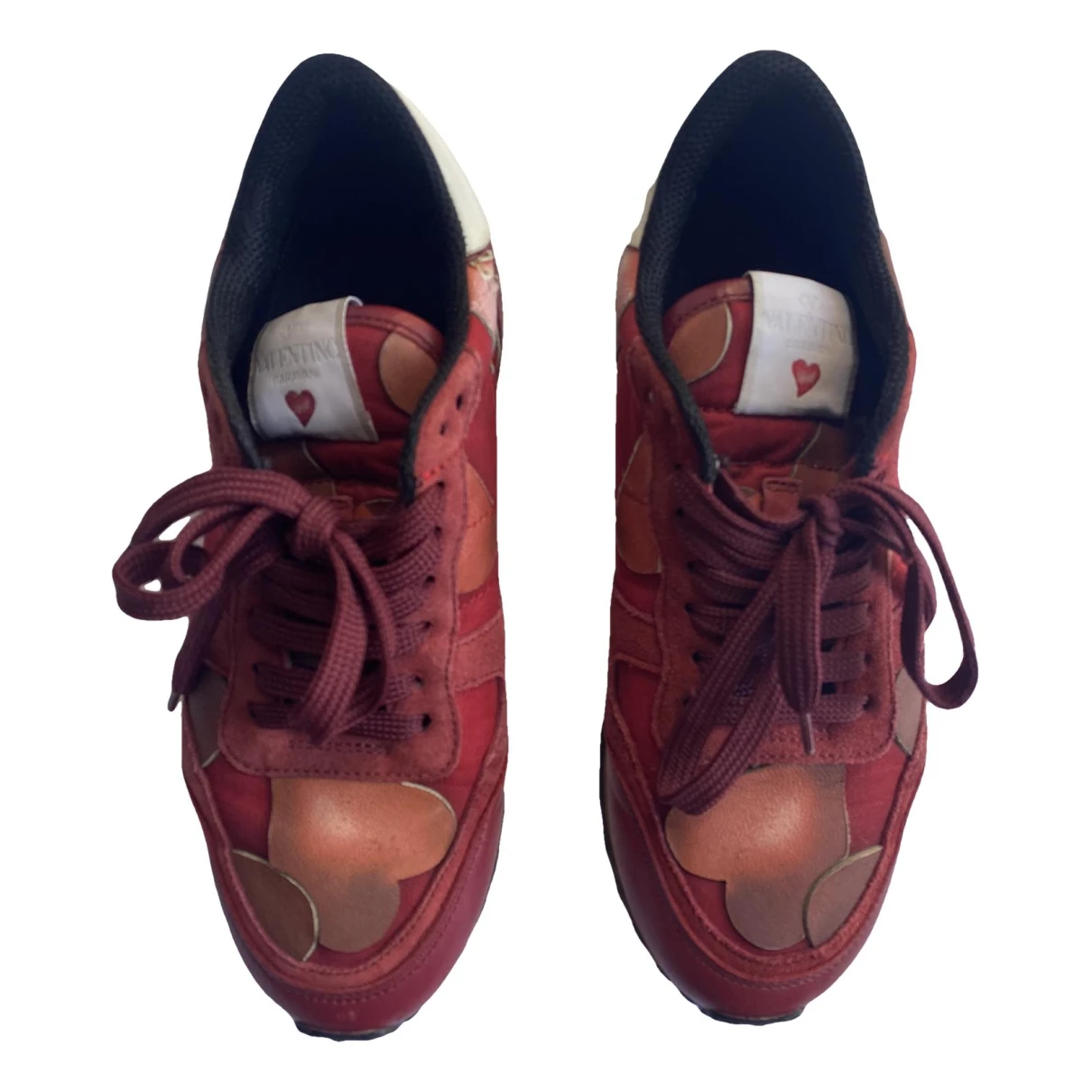 Pre-owned Valentino Garavani Leather Trainers In Red