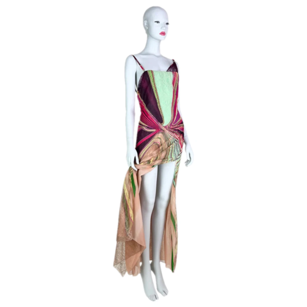 Pre-owned Versace Silk Maxi Dress In Multicolour