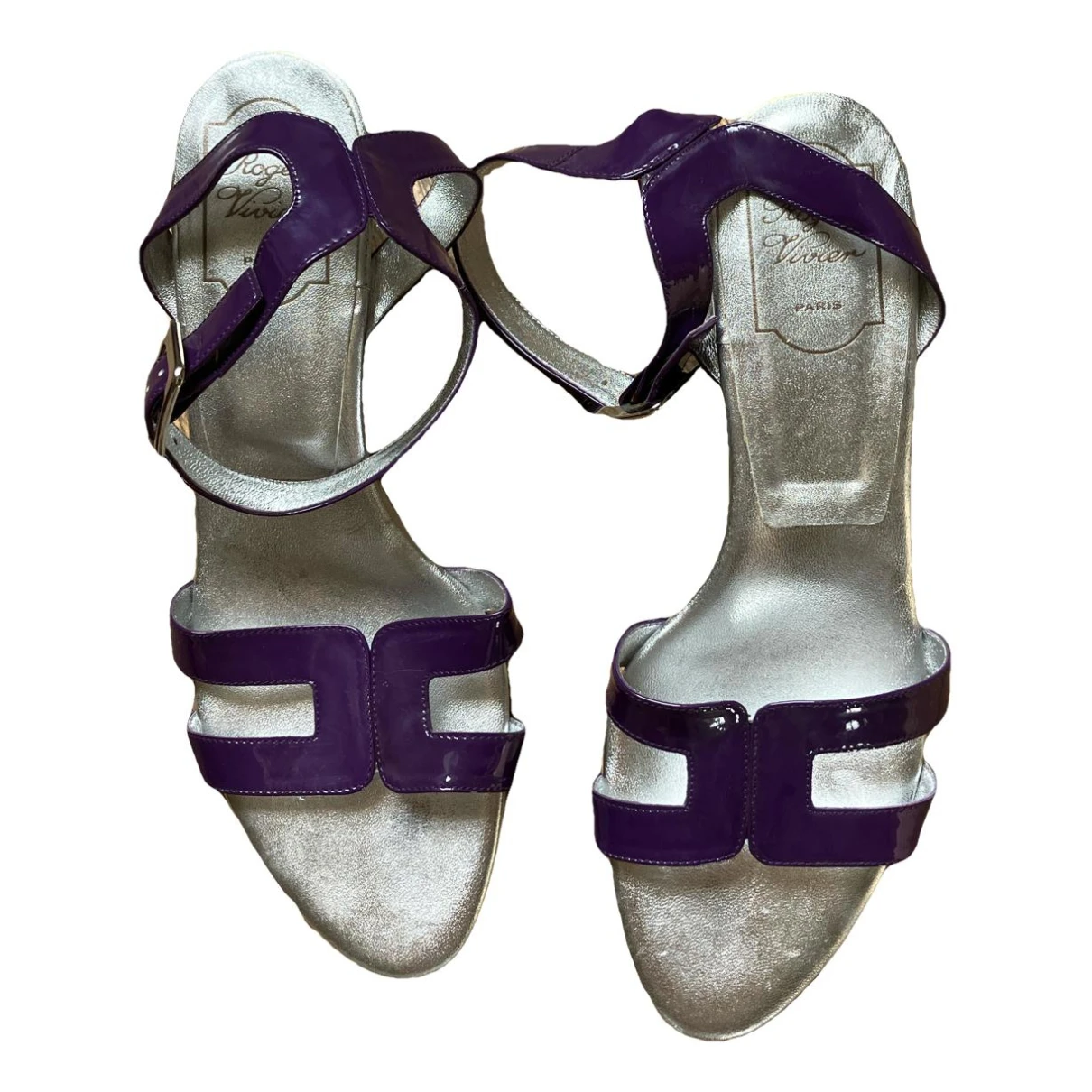 Pre-owned Roger Vivier Patent Leather Sandals In Purple