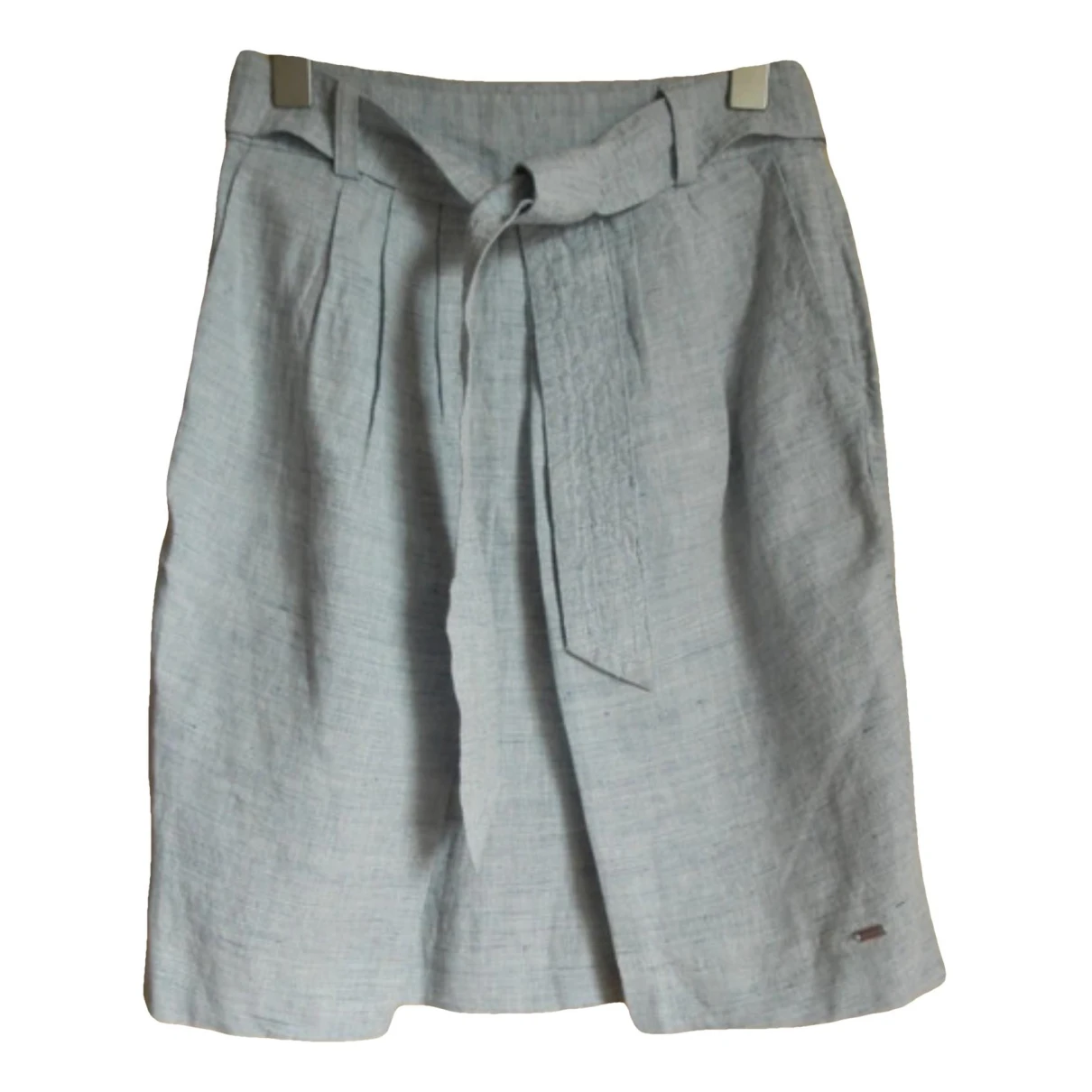 Pre-owned Tommy Hilfiger Linen Mini Skirt In Blue
