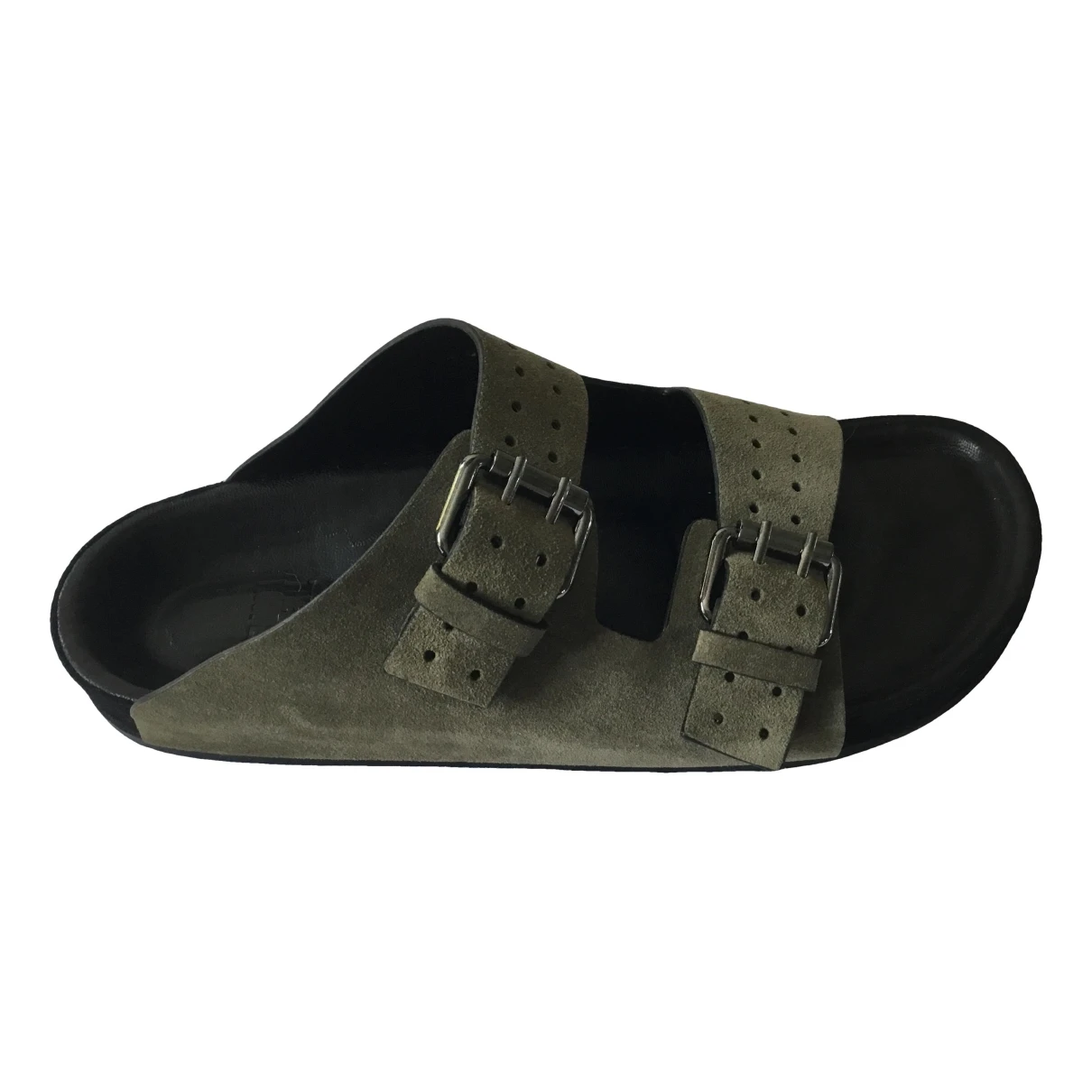 Pre-owned The Kooples Leather Mules In Khaki