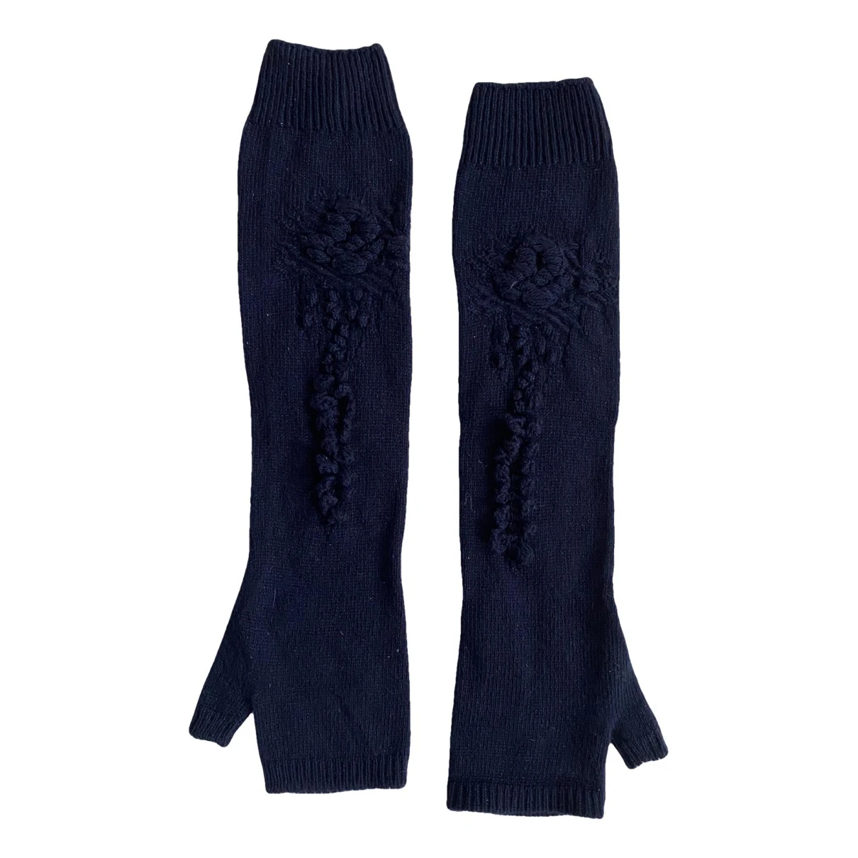 Pre-owned Barrie Cashmere Mittens In Navy