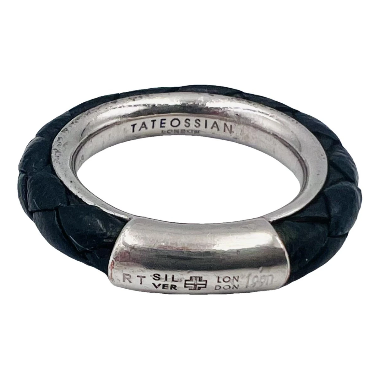 Pre-owned Tateossian Silver Ring In Black